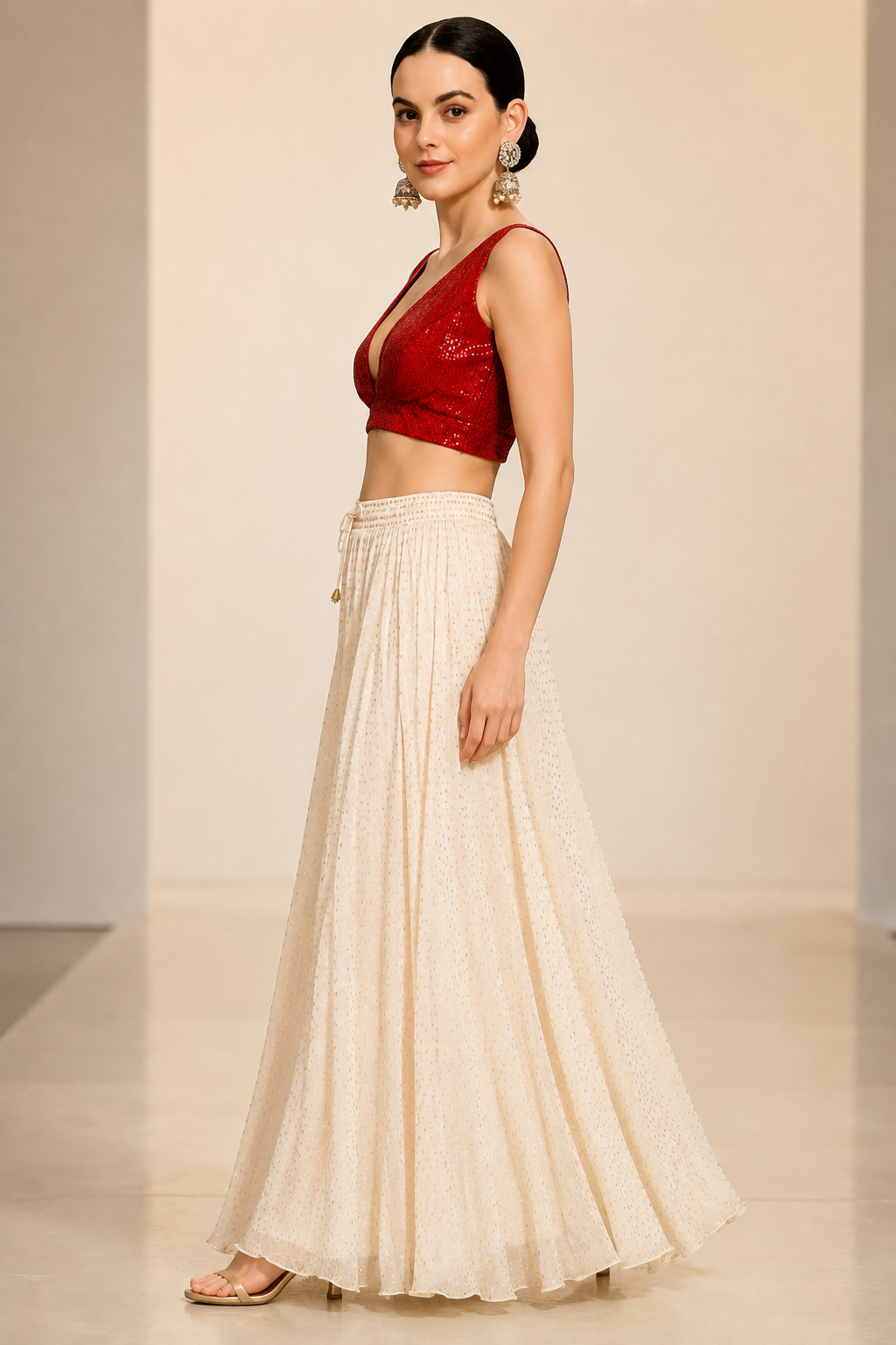Adaa Bazaar Sequins Party Wear Cut Sleeves Stitched Blouse