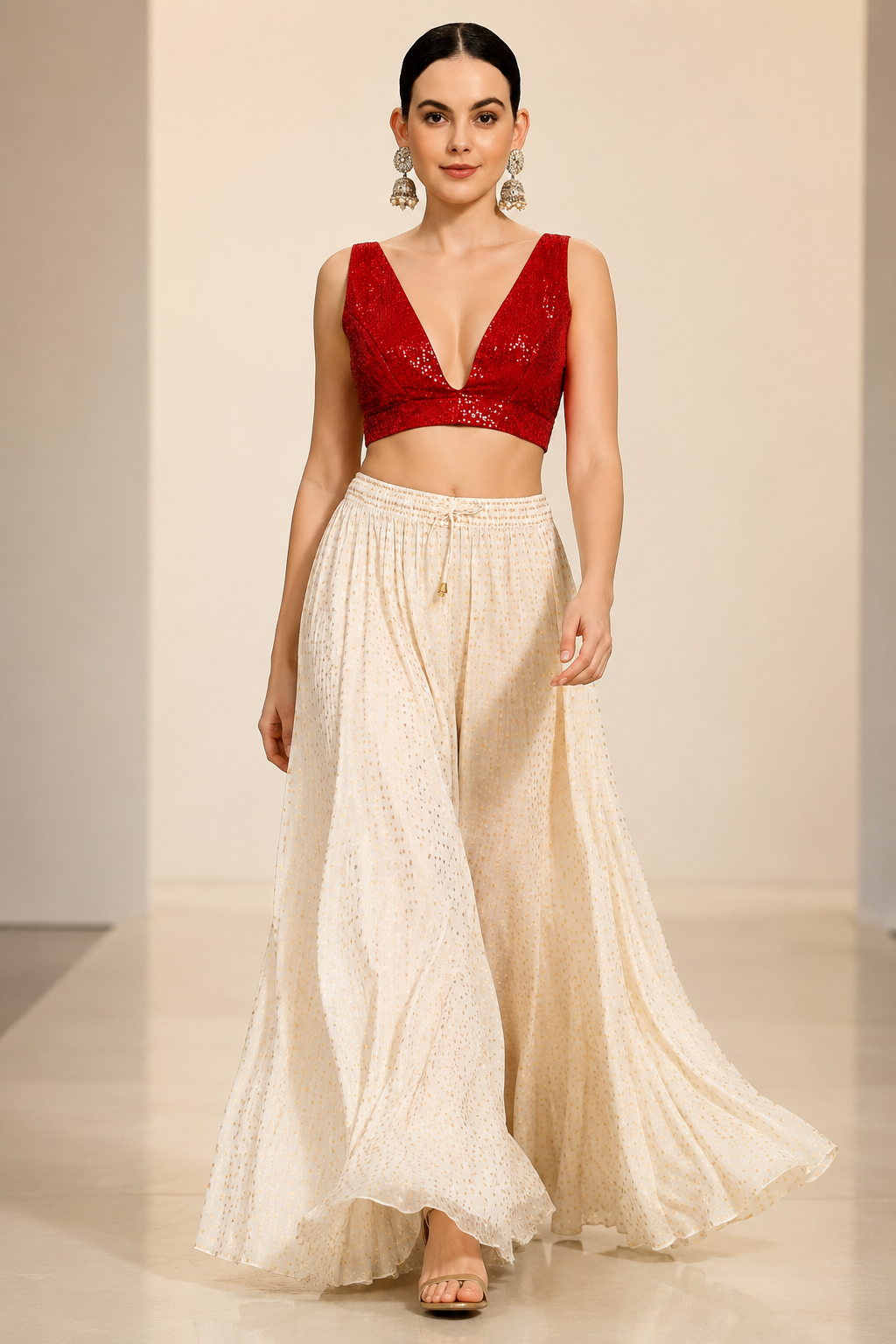 Adaa Bazaar Sequins Party Wear Cut Sleeves Stitched Blouse