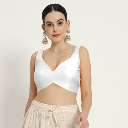 Adaa Bazaar Women's Readymade White Blouse with Pad