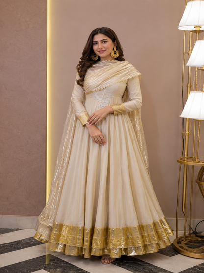 Adaa Bazaar Women's Party Wear Anarkali Suit with Dupatta | Elegant Ethnic Wear for Women