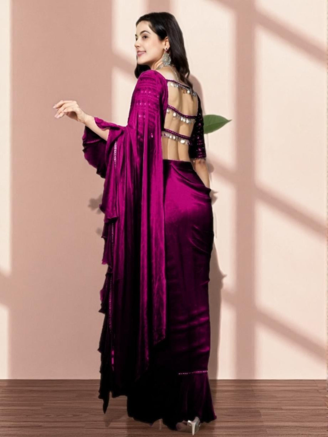Adaa Bazaar Women's Ready to Wear Saree With Stitched Blouse