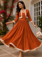 COTTON CAMBRIC DRESS WITH CALF LENGTH AND  HALF JACKET