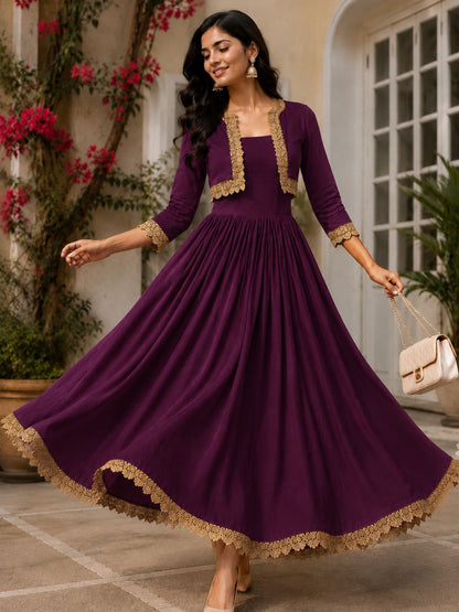 COTTON CAMBRIC DRESS WITH CALF LENGTH AND  HALF JACKET