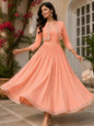 COTTON CAMBRIC DRESS WITH CALF LENGTH AND  HALF JACKET