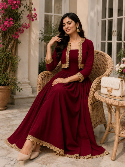 COTTON CAMBRIC DRESS WITH CALF LENGTH AND  HALF JACKET