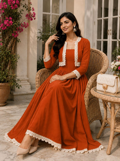 COTTON CAMBRIC DRESS WITH CALF LENGTH AND  HALF JACKET