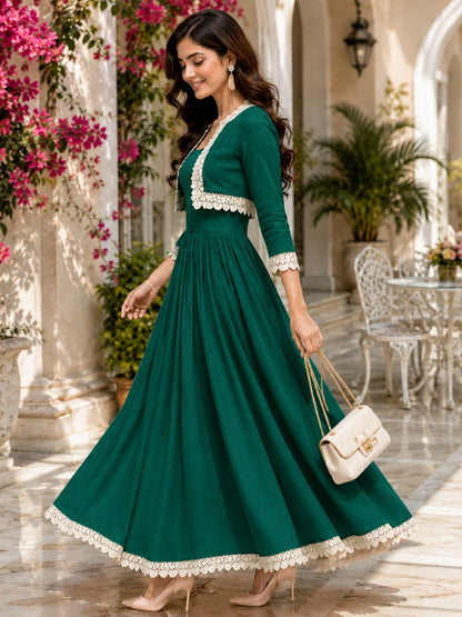 COTTON CAMBRIC DRESS WITH CALF LENGTH AND  HALF JACKET