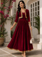 COTTON CAMBRIC DRESS WITH CALF LENGTH AND  HALF JACKET