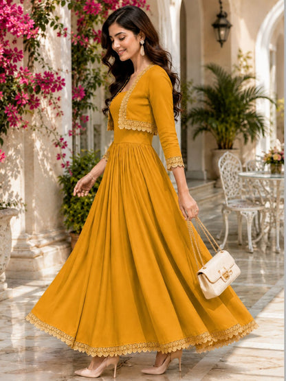 COTTON CAMBRIC DRESS WITH CALF LENGTH AND  HALF JACKET