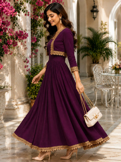 COTTON CAMBRIC DRESS WITH CALF LENGTH AND  HALF JACKET