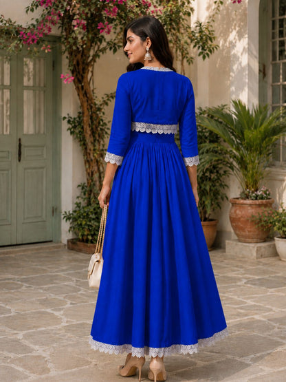 COTTON CAMBRIC DRESS WITH CALF LENGTH AND  HALF JACKET