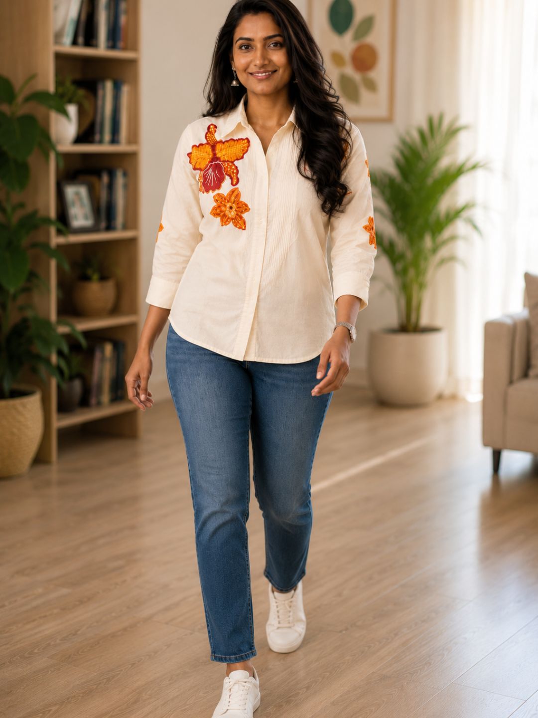 WOMEN EMBROIDED SHIRTS PERFECT FOR CASUAL AND FORMAL WEAR IN COTTON FABRIC