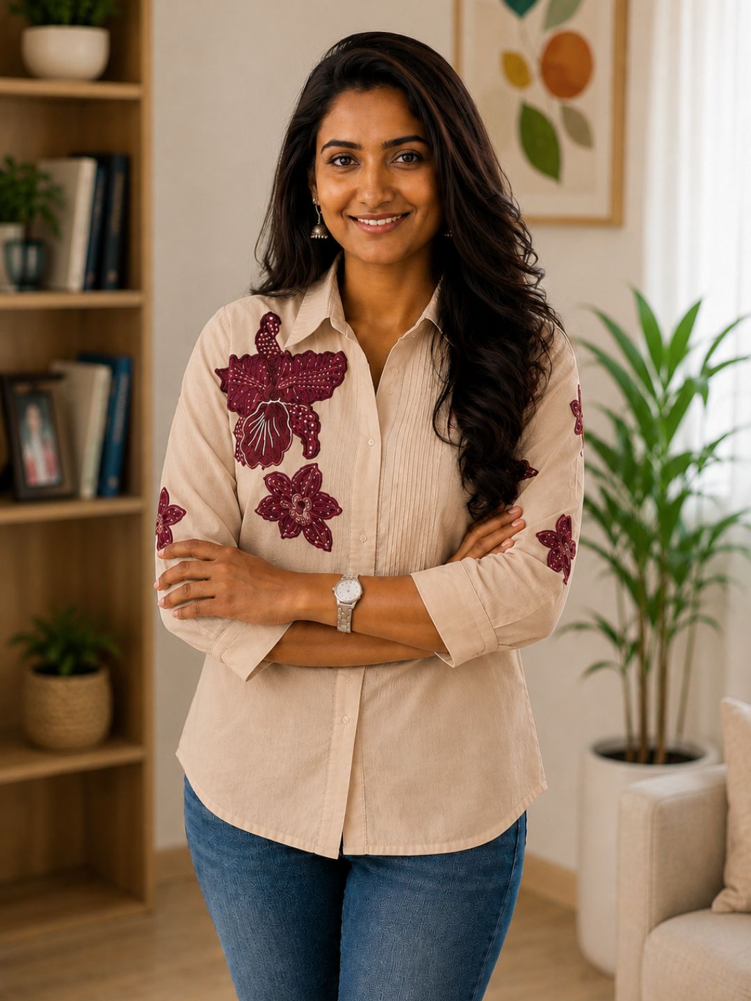 WOMEN EMBROIDED SHIRTS PERFECT FOR CASUAL AND FORMAL WEAR IN COTTON FABRIC