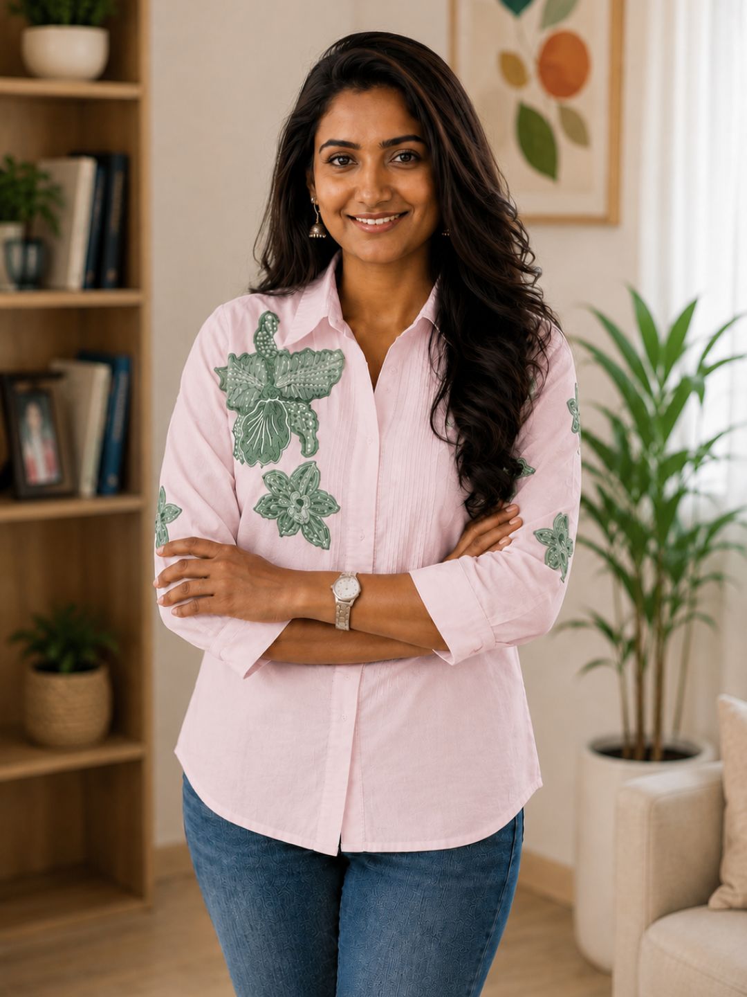 WOMEN EMBROIDED SHIRTS PERFECT FOR CASUAL AND FORMAL WEAR IN COTTON FABRIC