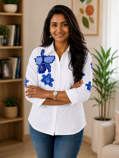 WOMEN EMBROIDED SHIRTS PERFECT FOR CASUAL AND FORMAL WEAR IN COTTON FABRIC