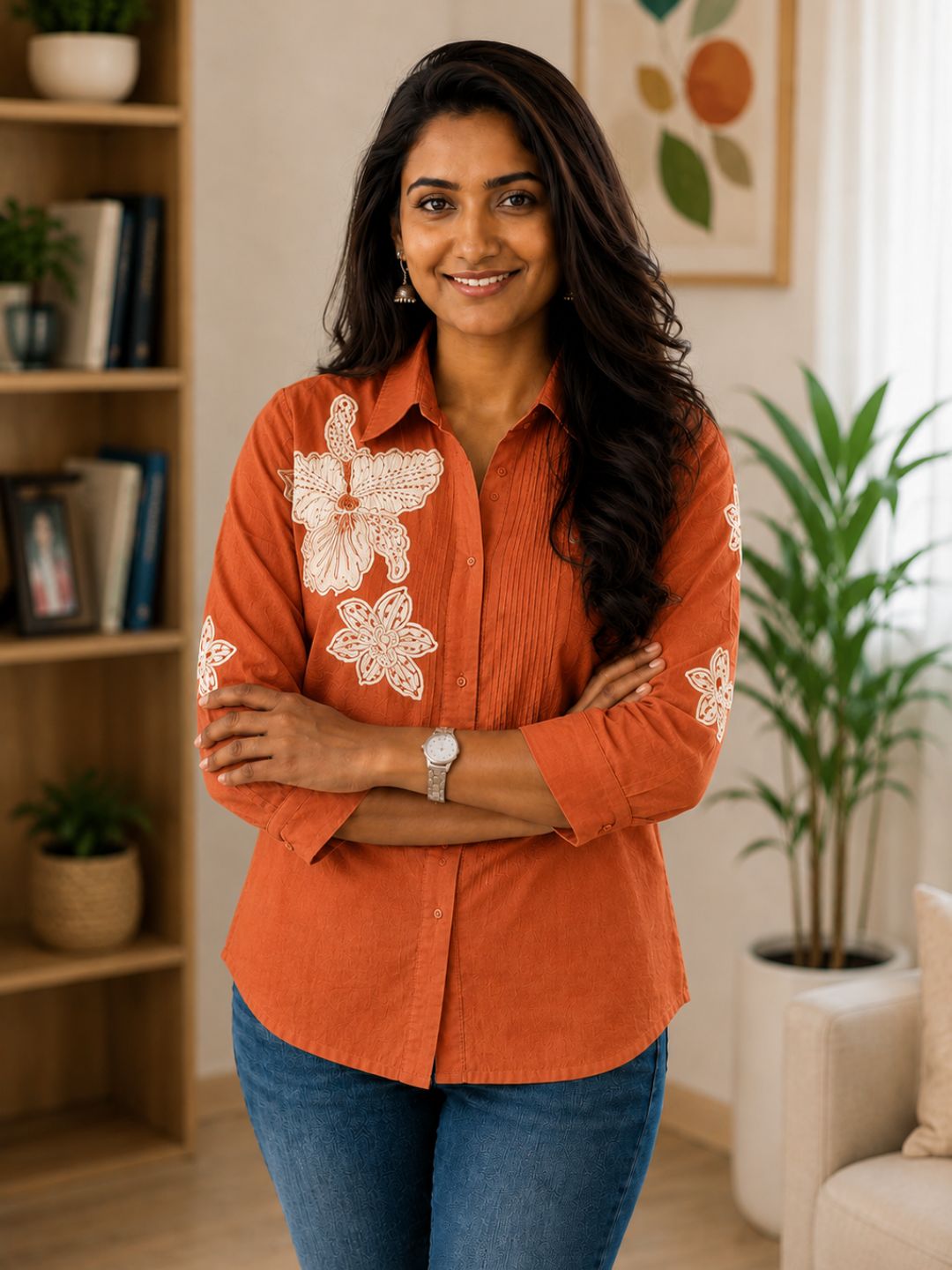 WOMEN EMBROIDED SHIRTS PERFECT FOR CASUAL AND FORMAL WEAR IN COTTON FABRIC