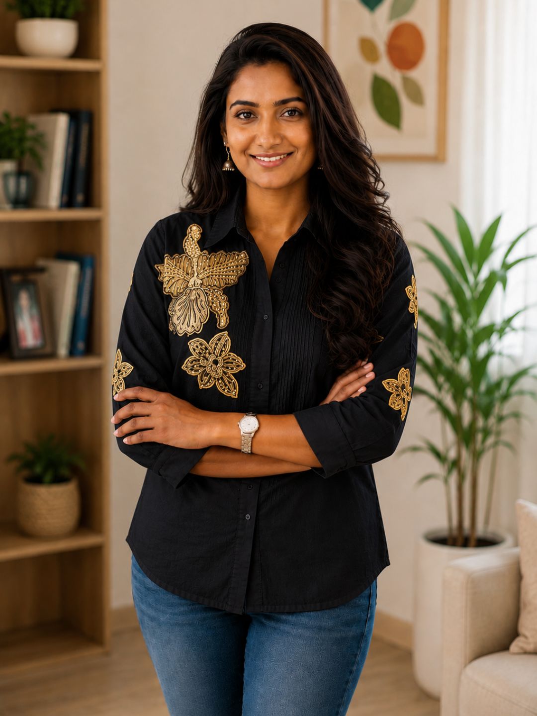 WOMEN EMBROIDED SHIRTS PERFECT FOR CASUAL AND FORMAL WEAR IN COTTON FABRIC