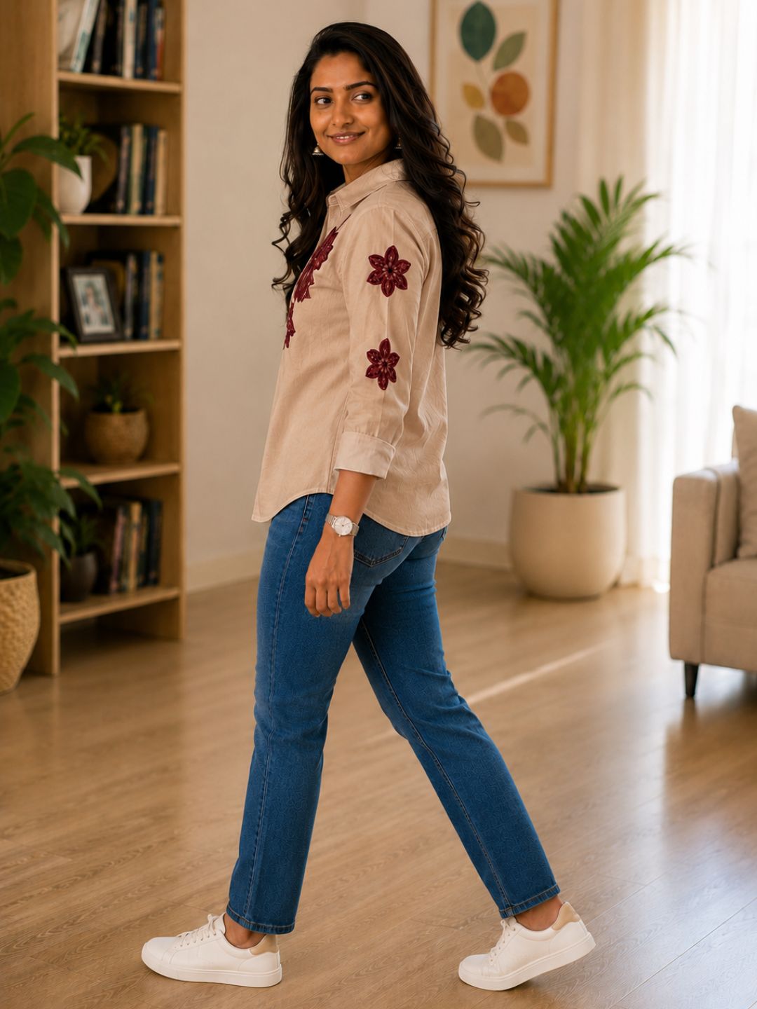 WOMEN EMBROIDED SHIRTS PERFECT FOR CASUAL AND FORMAL WEAR IN COTTON FABRIC