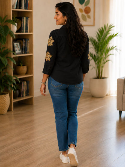 WOMEN EMBROIDED SHIRTS PERFECT FOR CASUAL AND FORMAL WEAR IN COTTON FABRIC