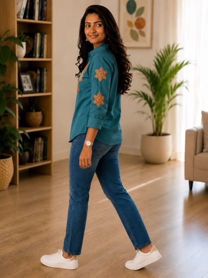 WOMEN EMBROIDED SHIRTS PERFECT FOR CASUAL AND FORMAL WEAR IN COTTON FABRIC