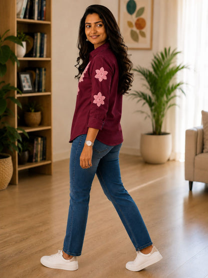 WOMEN EMBROIDED SHIRTS PERFECT FOR CASUAL AND FORMAL WEAR IN COTTON FABRIC
