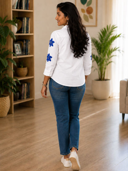 WOMEN EMBROIDED SHIRTS PERFECT FOR CASUAL AND FORMAL WEAR IN COTTON FABRIC