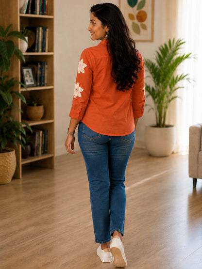 WOMEN EMBROIDED SHIRTS PERFECT FOR CASUAL AND FORMAL WEAR IN COTTON FABRIC