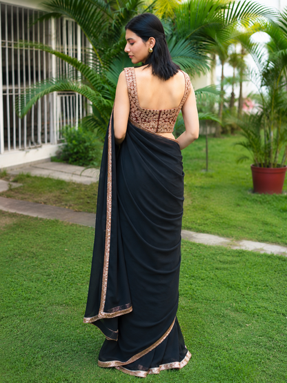 Adaa Bazaar Women's Rreadytowear Partywear Silk Saree with Designer Blouse